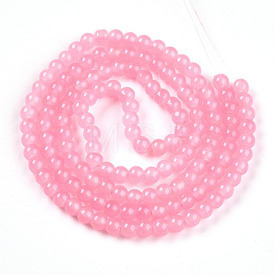 Baking Painted Imitation Jade Glass Round Bead Strands DGLA-Q021-6mm-03-1