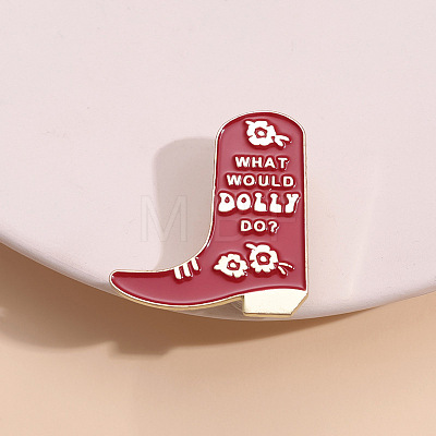 Cute Cowboy Boots with Word What Would Dolly Do Safety Brooch Pin JEWB-PW0002-09-1