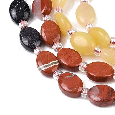 Natural Red Jasper & Lemon Jade & Synthetic Goldstone & Blue Goldstone & Blue Lace Agate Beads Strands G-Z135-A05-1
