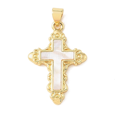 Brass & Natural White Shell Pendants SH-CBA6938-15G-01-1