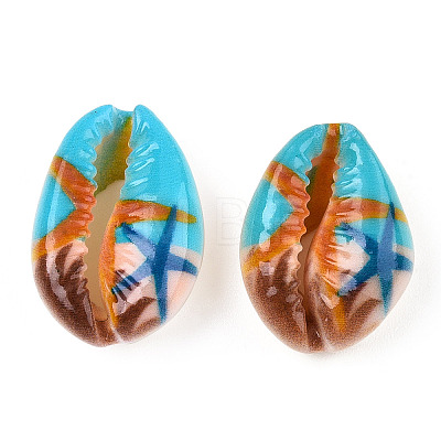 Printed Cowrie Shell Beads X-SSHEL-T013-01C-1