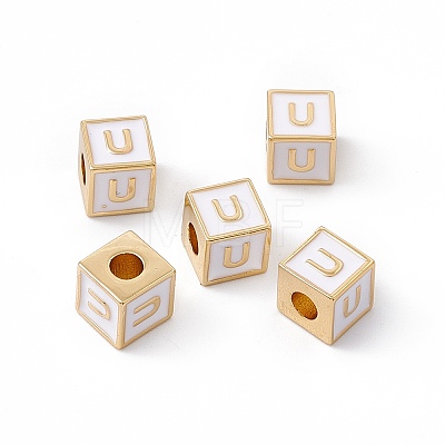 Rack Plating Brass Enamel Beads KK-B060-04G-04U-1