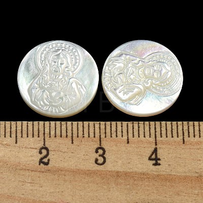 Carved Natural White Shell Cabochons SSHEL-N038-06B-10-1