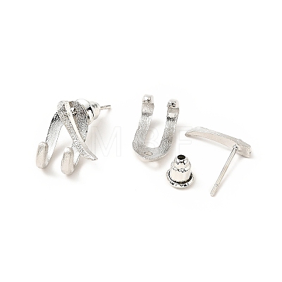 Zinc Alloy Claw Front Back Stud Earrings EJEW-J046-01P-1