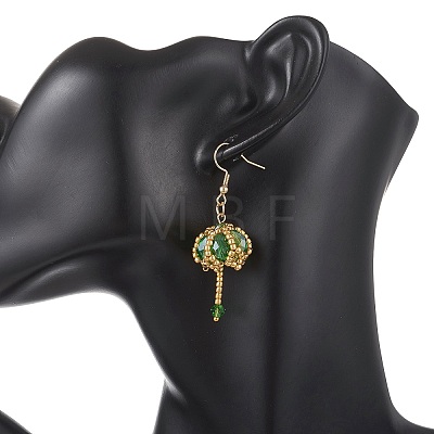Transparent Electroplate Glass & Seed Glass Beads Dangle Earrings EJEW-MZ00714-04-1