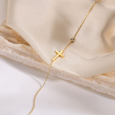 Stainless Steel Cross Pendant Necklace MB5572-1-1