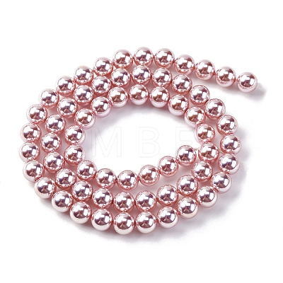 UV Plating Pearlized Glass Pearl Beads Strands GLAA-F128-01A-T19-1