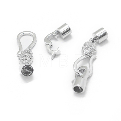 Rhodium Plated 925 Sterling Silver Fold Over Clasps STER-L055-069P-1