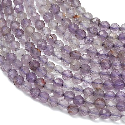 Natural Purple Phantom Quartz Purple Lodolite Quartz Beads Strands G-C262-A01-3mm-1