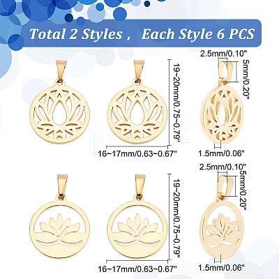 12Pcs 2 Style 304 Stainless Steel Pendants FIND-DC0001-60-1