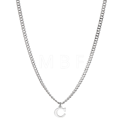 1Pc 304 Stainless Steel Letter Pendant Necklaces NJEW-LP0001-33C-P-1