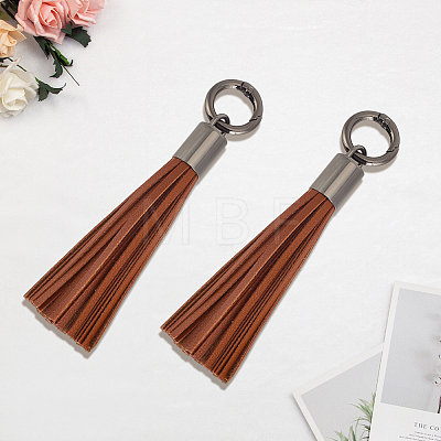 2Pcs Imitation Leather Tassel Pendant Decorations AJEW-CL0005-10B-1