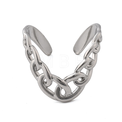 304 Stainless Steel Curb Chain Open Cuff Rings RJEW-Q011-02P-1