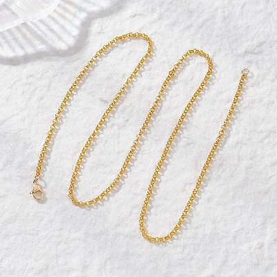 3MM 304 Stainless Steel Rolo Chain Necklaces NJEW-JN05622-02-1