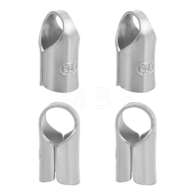 4Pcs Column Sterling Silver Cord Ends STER-BC0004-47P-1