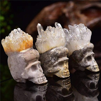 Natural Quartz Crystal Skull Display Decorations PW-WG44ED8-01-1