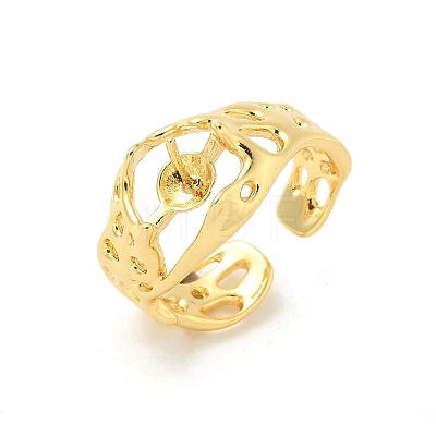 Brass Open Cuff Ring Settings KK-G518-08G-01-1