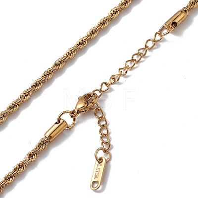 Ion Plating(IP) 304 Stainless Steel Rope Chain Necklace for Men Women NJEW-K245-023A-1