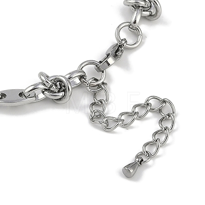 Anti-Tarnish 304 Stainless Steel Oval Link Chain Anklets AJEW-A057-04P-1