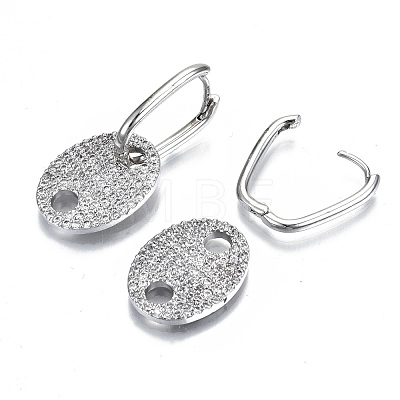 Brass Micro Pave Clear Cubic Zirconia Huggie Hoop Earring EJEW-N011-44P-1