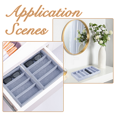 6 Grids Rectangle MDF Covered with Velvet Glasses Organizer Trays CON-WH0110-318A-1