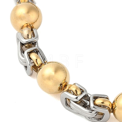 Ion Plating(IP) Round 304 Stainless Steel Byzantine Chain Bracelets for Men BJEW-B093-06GP-1