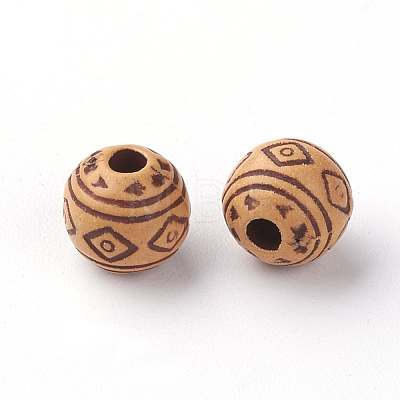 Imitation Wood Acrylic Beads X-SACR-Q186-09-1