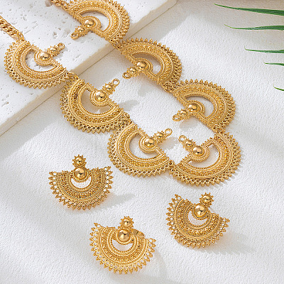 Alloy Fan Shape Stud Earrings & Necklaces & Rings Sets WGD6BDF-01-1