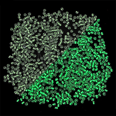 Glow in the Dark Luminous Transparent Glass Round Seed Beads LUMI-PW0004-006A-11-1