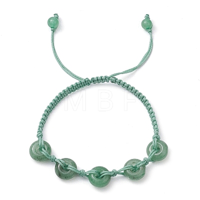 Natural Green Aventurine Rondelle Braided Bead Bracelets BJEW-TA00492-04-1