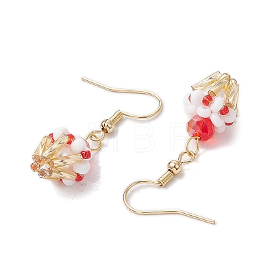 Ice Cream Cup Handmade Glass Seed Beads Dangle Earrings for Women EJEW-MZ00392-01-1