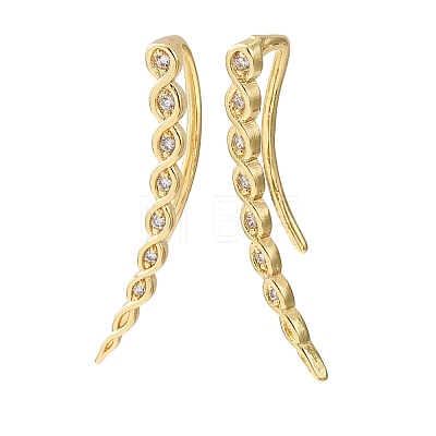 Brass Pave Cubic Zirconia Stud Crawler Earrings KK-CBAA351-04G-1