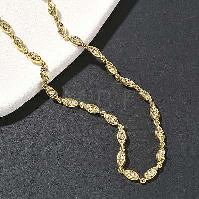 Brass Micro Pave Clear Cubic Zirconia Eye Link Chain Necklaces NJEW-G183-07G-1
