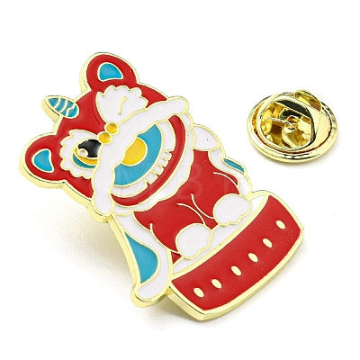 Chinese Style Dancing Lion Enamel Pins JEWB-Q032-02B-1