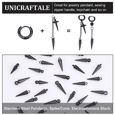 Unicraftale 30Pcs 3 Style 304 Stainless Steel Pendants STAS-UN0038-28-1