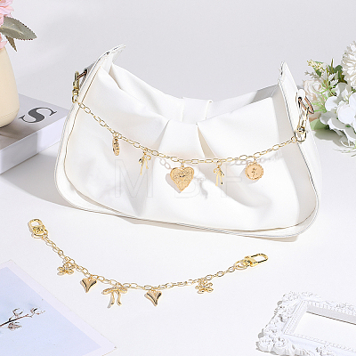 2Pcs 2 Styles Brass Bag Decorative Chains HJEW-SC0003-24B-1