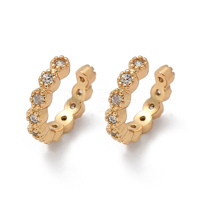Golden Plated Brass Micro Pave Cubic Zirconia Cuff Earrings EJEW-L244-22B-1