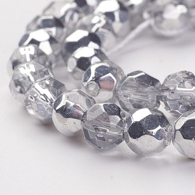 13 inch Faceted Round Glass Beads GF6mmC01S-1