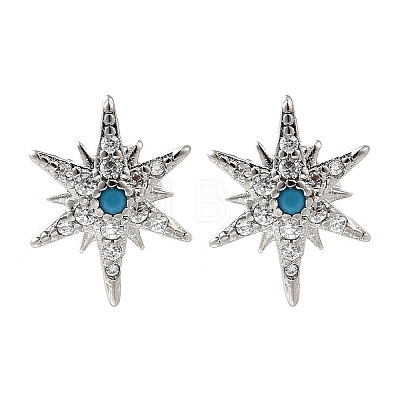 Star Brass Micro Pave Cubic Zirconia Ear Studs EJEW-D304-36P-1