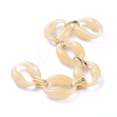 Handmade Imitation Gemstone Style Acrylic Oval Link Chains AJEW-JB00625-06-1