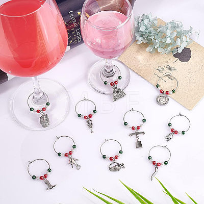 20Pcs 10 Styles Brass Hoop Earrings with Glass Pearl for Women AJEW-BC0003-16-1