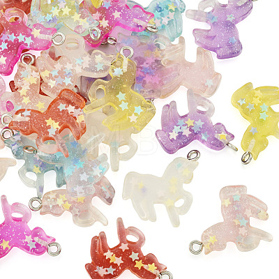 28Pcs 7 Colors Transparent Resin Pendants RESI-TA0002-20-1