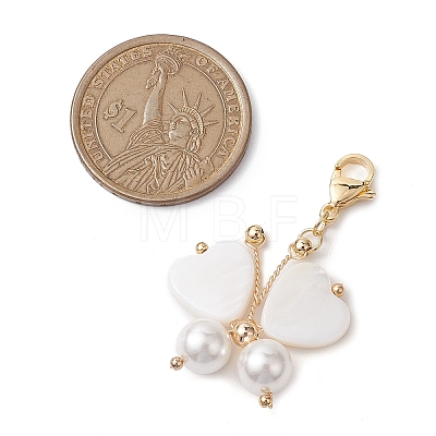 Butterfly Shell & Shell Pearl Pendant Decoration HJEW-TA00271-1