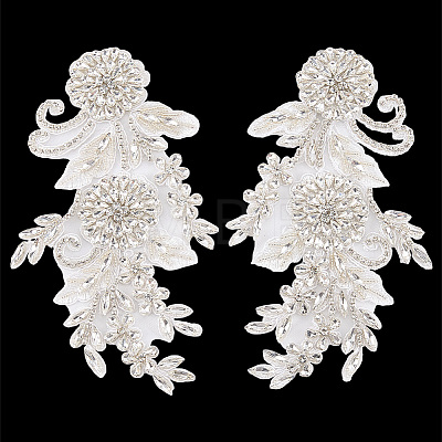 1Pair Flower Beading Cloth Embroidery Ornaments Accessories DIY-FG0010-47A-1