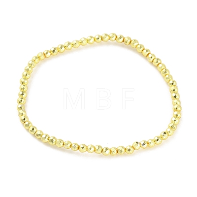 Synthetic Hematite Round Beaded Stretch Bracelet BJEW-TAC0005-01G-02-1