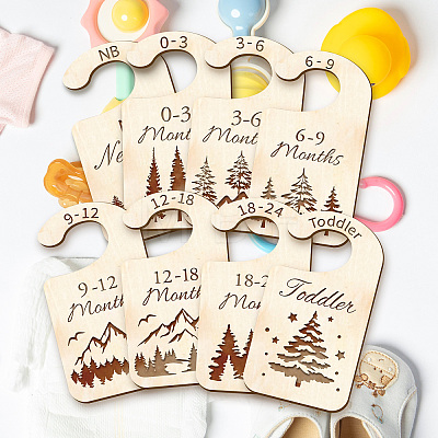 Wood Baby Closet Size Dividers AJEW-WH0352-007-1