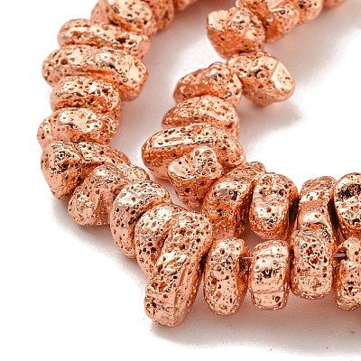 Electroplated Natural Lava Rock Beads Strands G-I360-U01-03-1