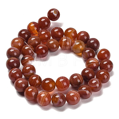 Natural Striped Agate/Banded Agate Beads X1-G-G582-8mm-59-1