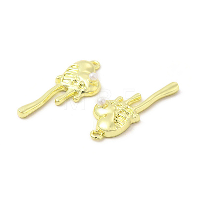 Rack Plating Alloy with ABS Plastic Imitation Pearl Pendants FIND-C018-05LG-1