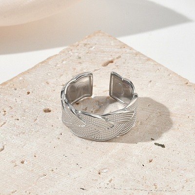 304 Stainless Steel Cuff Open Rings for Women RJEW-L341-03A-P-1